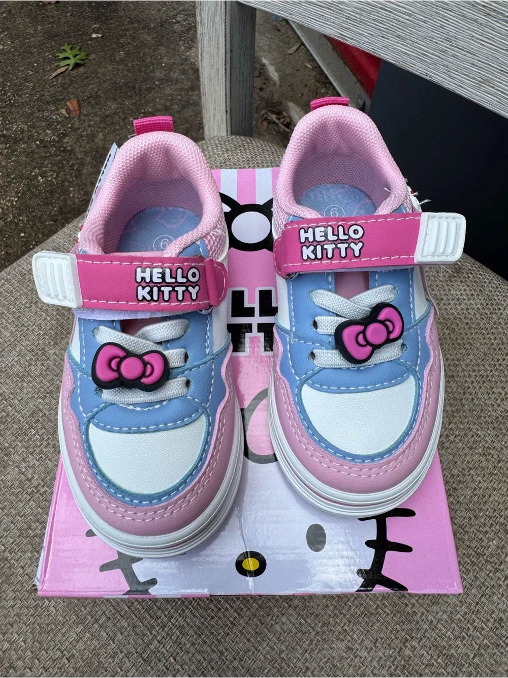 Hello Kitty Pink & Light Blue Kids Sneakers with Bow Accent